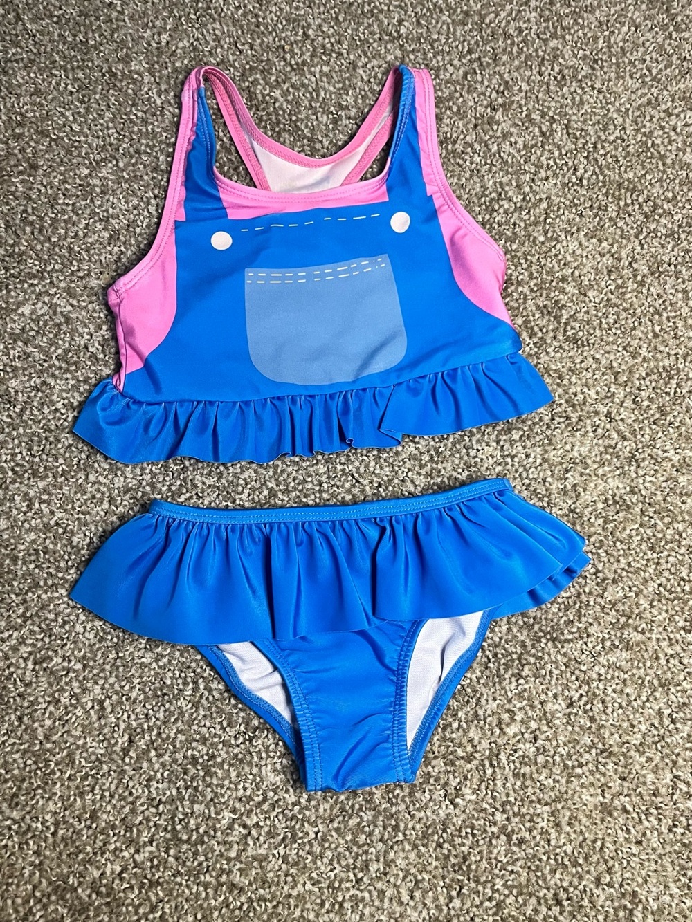Ms. Rachel Girls 3T Blue & Pink 2-Piece Ruffle Swimsuit Tankini